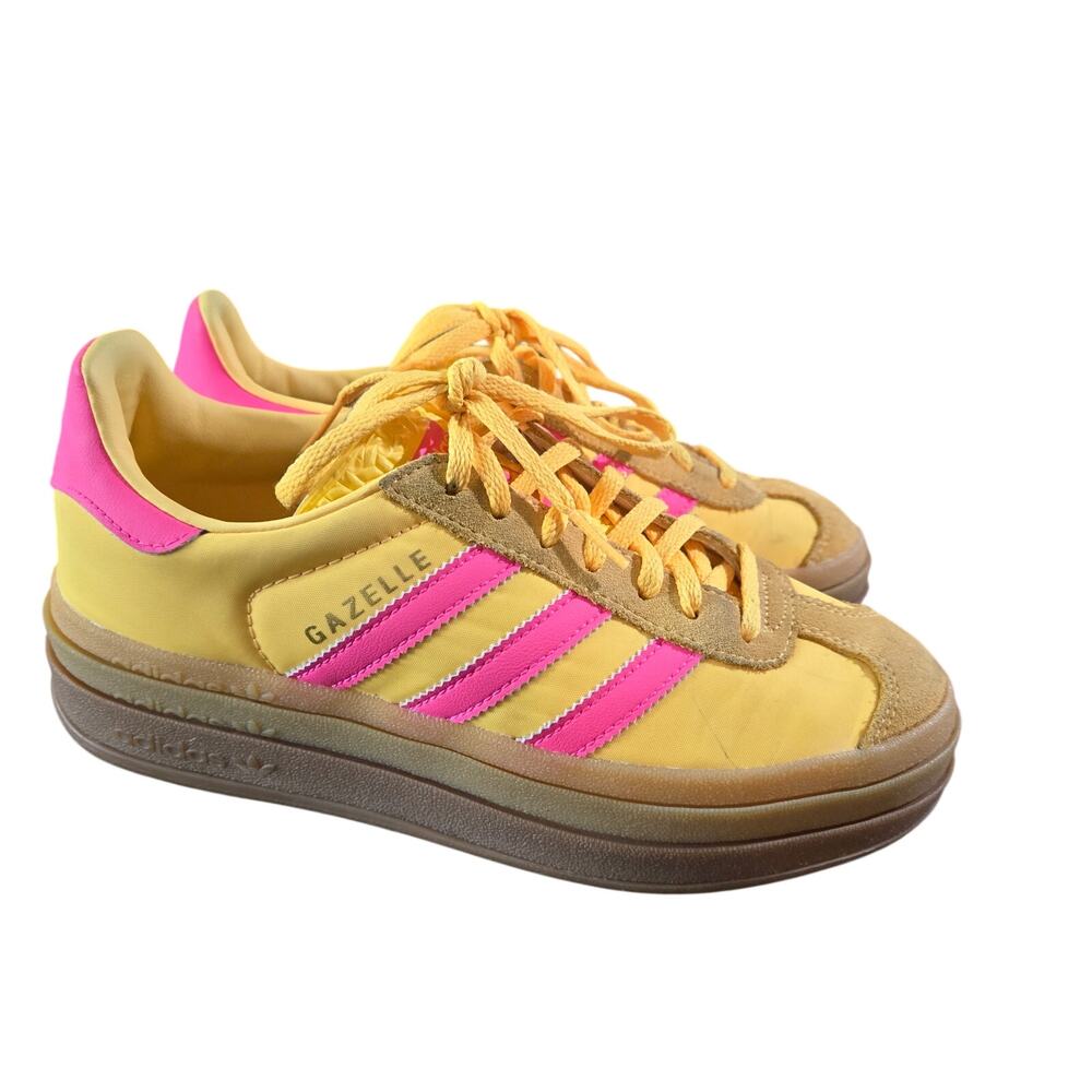 Adidas Gazelle Bold sneakers in the "Spark Yellow/Lucid Pink" size 6.5 - Picture 3 of 11